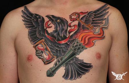 Tattoos - Raven, torch, hourglass, and key - 70085