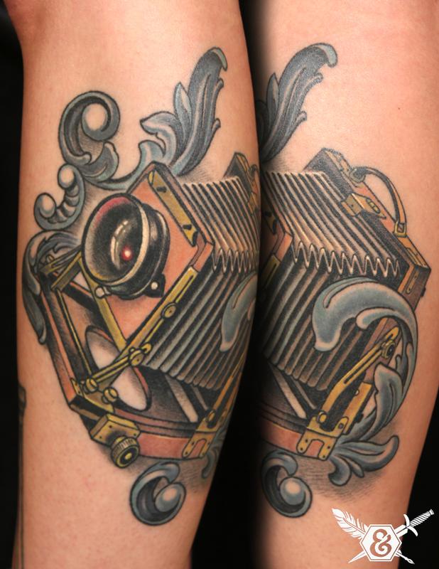Vintage camera and ornament by Russ Abbott: TattooNOW