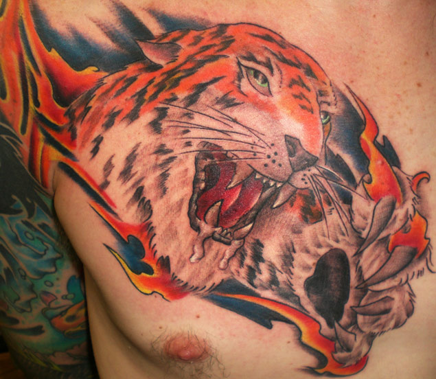 Tiger Chest Panel by Daniel Rosini: TattooNOW