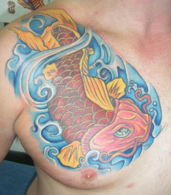 Koi Fish Tattoo Chest