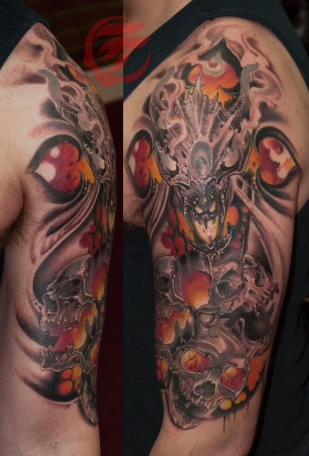 Tattoos - skulls and dragon skull - 75659