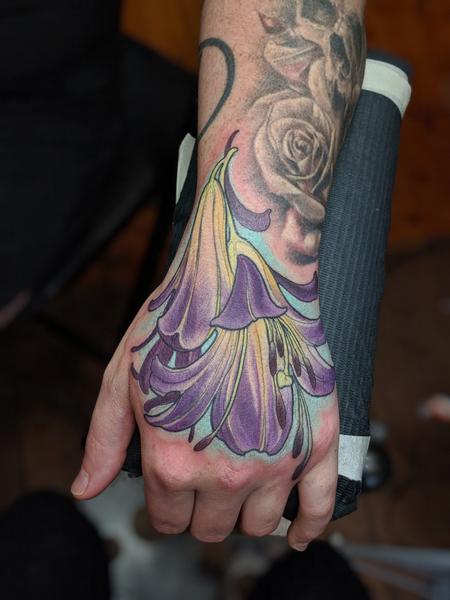 Tattoos - Color flower hand tattoo - 140264