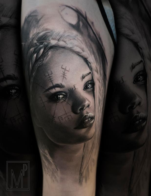 Tattoo uploaded by Pedro  Black  gray realism viking warrior viking woman  clock pedromullertattoos  Tattoodo