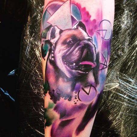 Tattoos - Graphic Bulldog Colour Tattoo - 108925