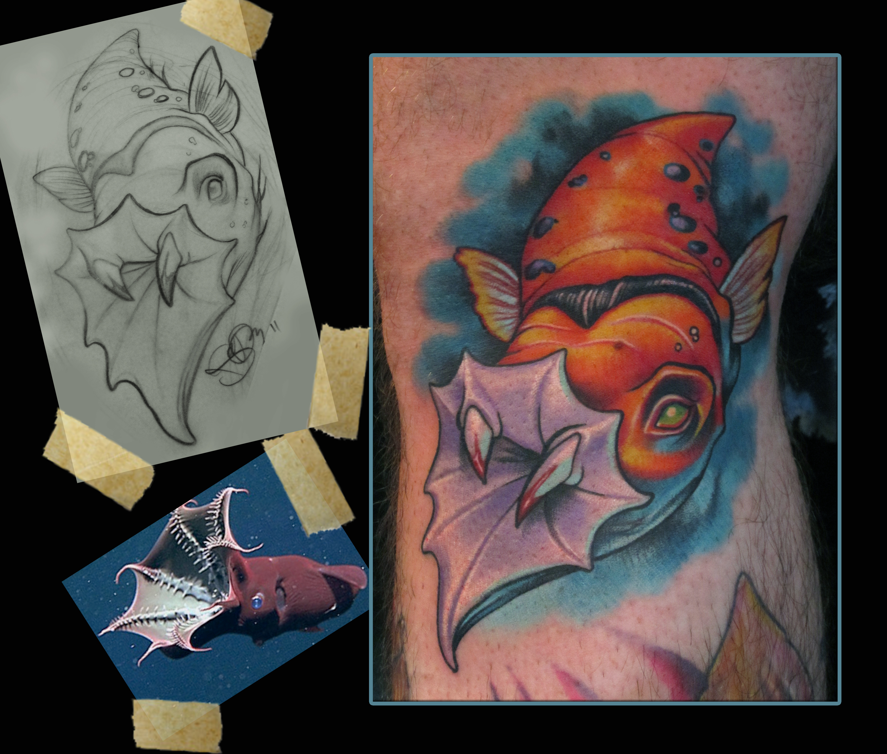 Vampire squid tattoo