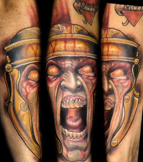 Roman Soldier Skull by Jose Perez Jr TattooNOW