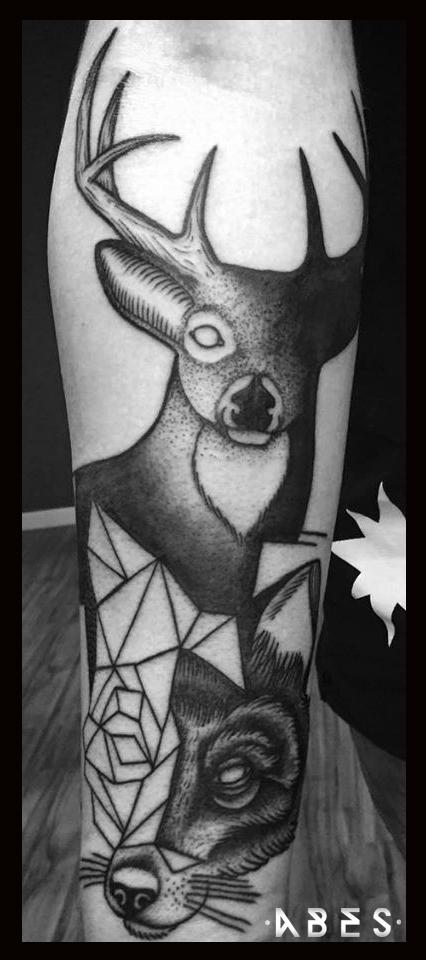 wolf and deer by Abes RIP: TattooNOW wolf and deer by Abes RIP: TattooNOW