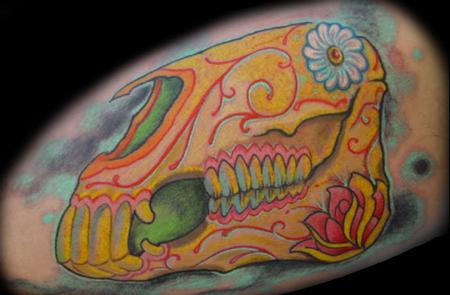 Tattoos - Dios De Los Muertos inpired horse skull - 141734