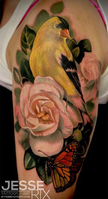 Amazon.com : Sweet American Goldfinch Bird Temporary Tattoo Water Resistant  Fake Body Art Set Collection - Light Blue (One Sheet) : Beauty & Personal  Care