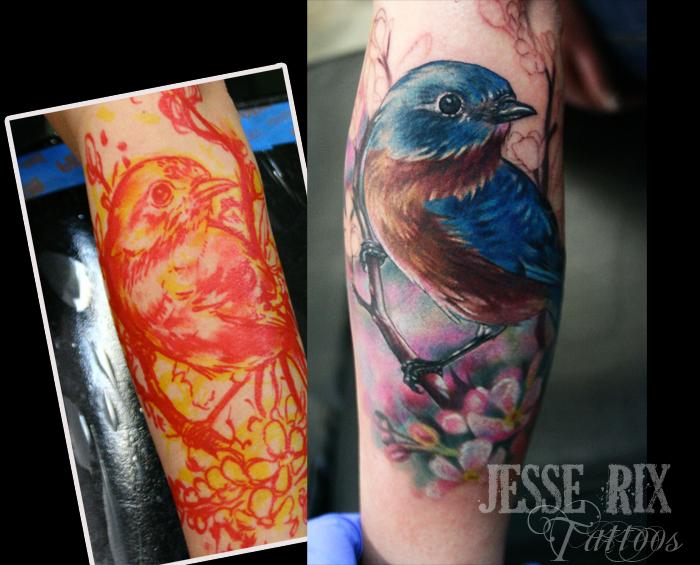 Bluebird And Apple Blossoms By Jesse Rix Tattoonow