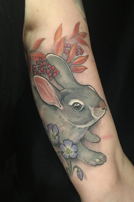 Tattoos - Bunny and Flowers - 122765