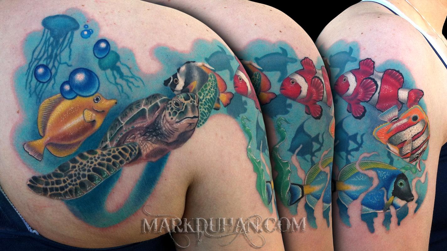 Underwater Ocean Scene Tattoos