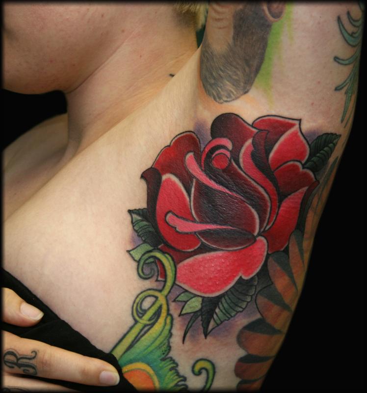 armpit rose by Jeff Ensminger TattooNOW
