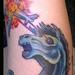 Tattoos - A disemboweled horse shooting lasers at an airplane tattoo. - 77612