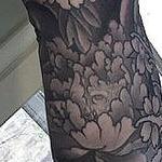 Tattoos - black and grey peonies and water tattoo - 128952