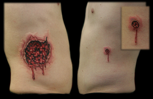 Gun shot wound by Annie Mess: TattooNOW