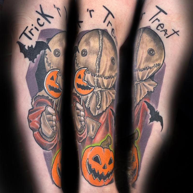 Odd Tattoos   Trickr Treat  Got to do Lucys first arm tattoo today   she wanted Sams lollipop from one of her favorite Horror Movies Thanks  for the trust  
