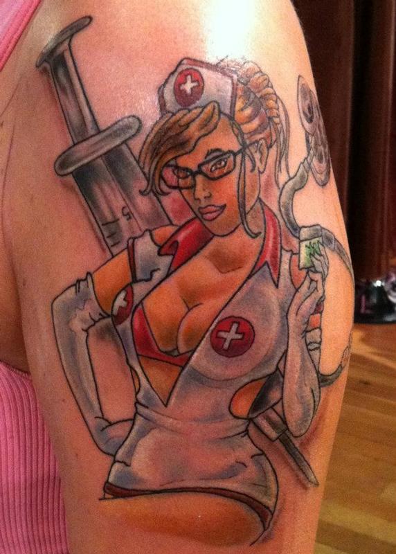 Pinup Nurse Tattoo by Aran Campas: TattooNOW Pinup Nurse Tattoo by Aran Campas: TattooNOW