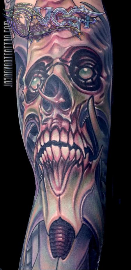 Tattoos - Color skull on bicep - 140655