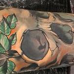 Tattoos - Damon Conklin Feather Rose and Skull - 131236