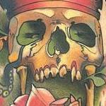 Tattoos - Rose with Skull and Crown Tattoo - 141400