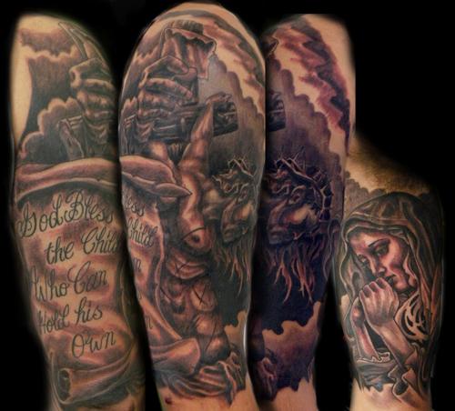 jesus half sleeve by Mathew Hays: TattooNOW