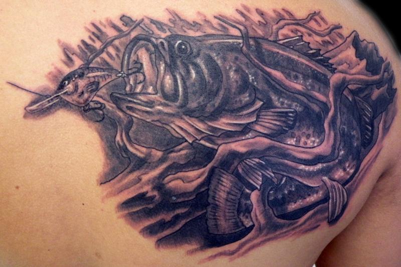 Bass Fishing Tattoo by Stevie Monie TattooNOW