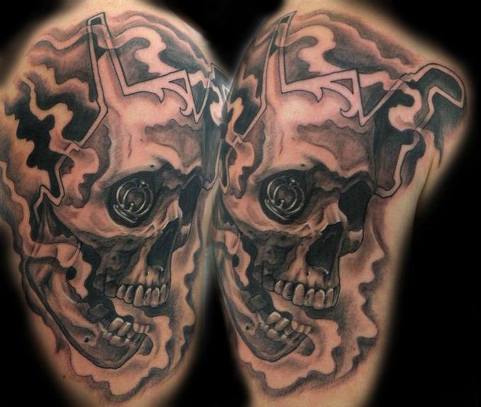 Black and Gray WV skull by Mathew Hays: TattooNOW