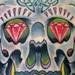 Tattoos - Painted skull with poppies - 51965