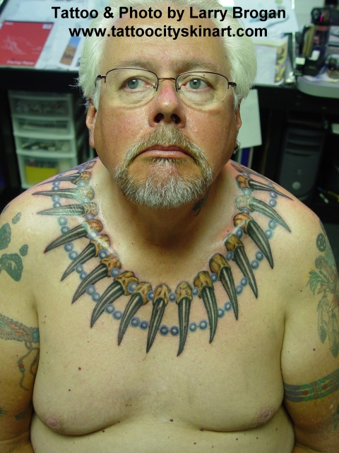 Bear Claw Necklace Front by Larry Brogan TattooNOW