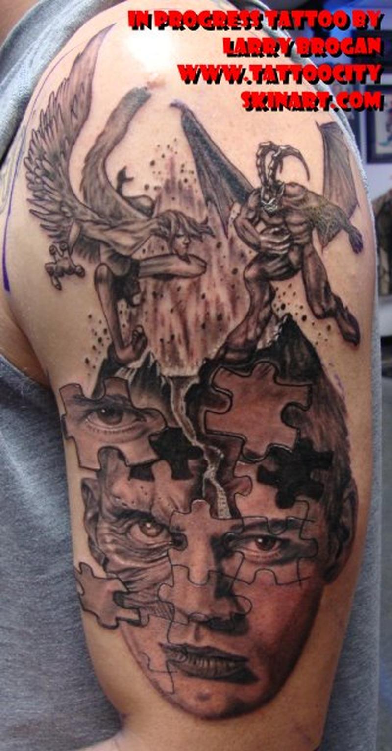Good And Evil Tattoo Sleeve Elegant Arts Tattoo Good And Evil Tattoo Sleeve Elegant Arts Tattoo