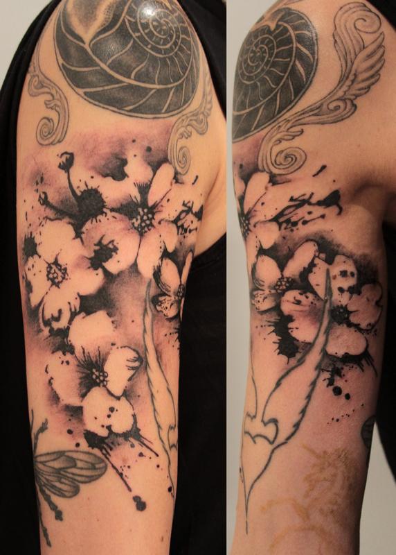 Black And Brown Tree Tattoo On Wrist