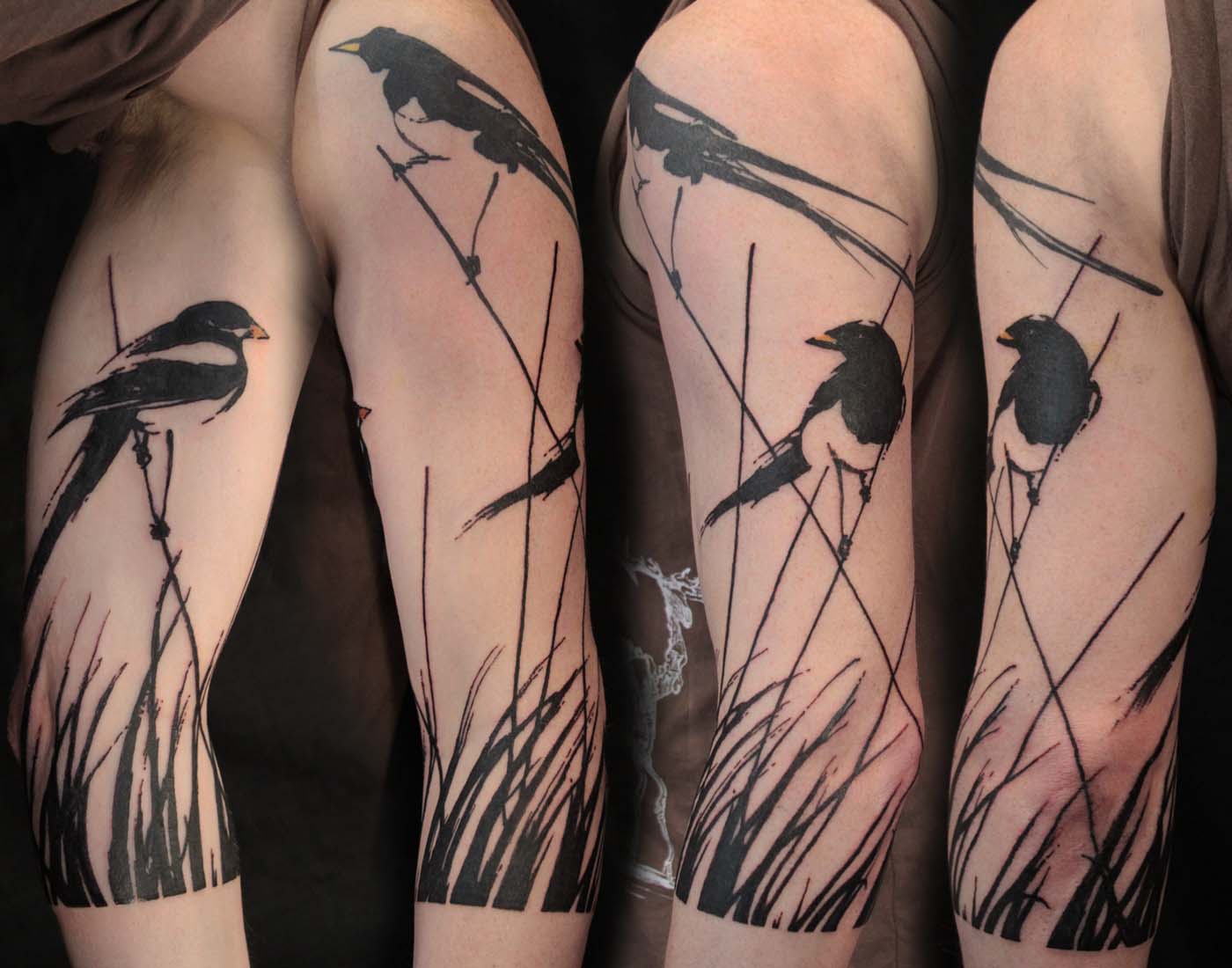 Abstract Bird Tattoos Half Sleeve: Bold Artistic Expression and Meaning
