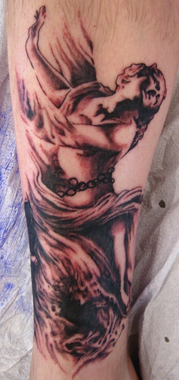 Burning angel tattoo