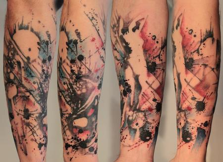Tattoos - Abstract Lady Splatter Tattoo Half Sleeve - 62535