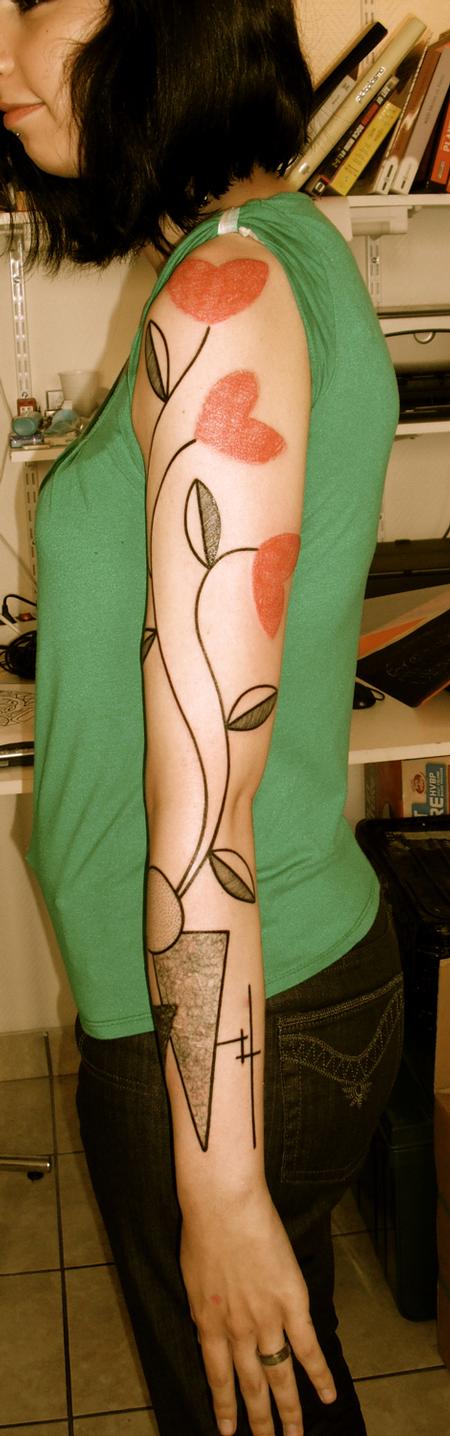 Tattoos - Heart Flowers Tattoo - 55009