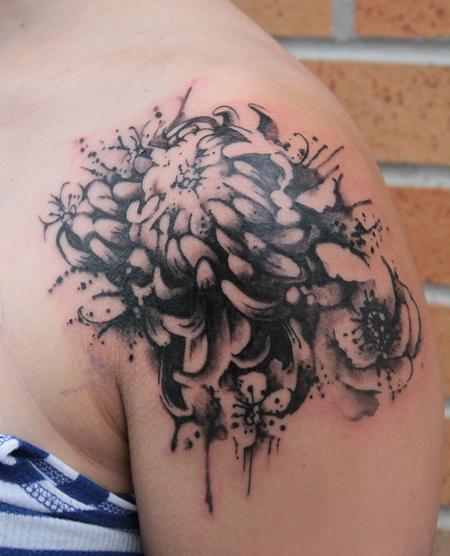 Tattoos - Flower Shoulder Tattoo - 67289