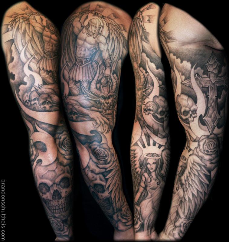 St. Michael Sleeve by Brandon Schultheis: TattooNOW St. Michael Sleeve by Brandon Schultheis: TattooNOW