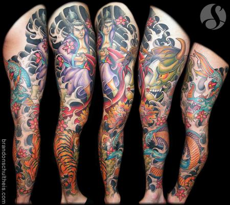 Tattoos - Custom Japanese Color Leg Sleeve - 66786