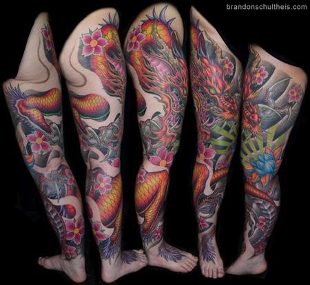 Tattoos - Japanese Dragon Leg Sleeve - 63677