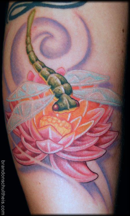 Tattoos - Dragonfly & Lotus Tattoo - 59856