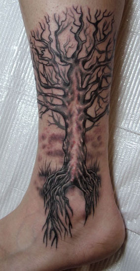 Tree Roots Tattoo Foot