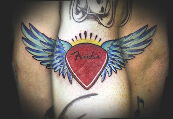 Guitar PIck with Wings by James Rowe: TattooNOW