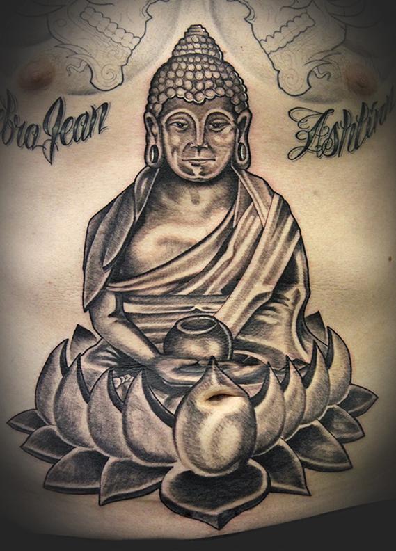 Tibetan Buddha and Lotus by Jeff Stevens: TattooNOW