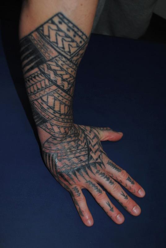 Black work Hand Tattoo by Brent McCown: TattooNOW