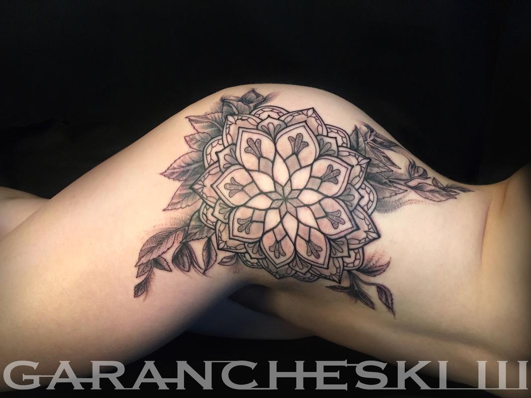 Mandala  Flowers on Womans Hip