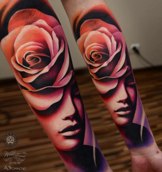 Abstract rose girl done by Shania at Angel Rose Tattoo Hibbing Minnesota   rtattoos