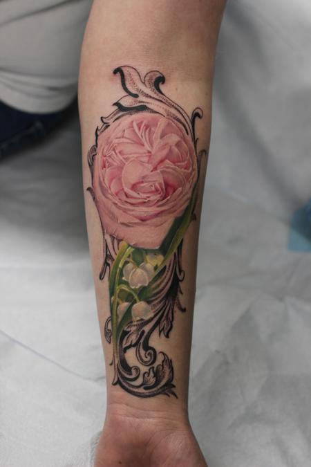 Tattoos - Vintage Garden Rose Combination - 106704