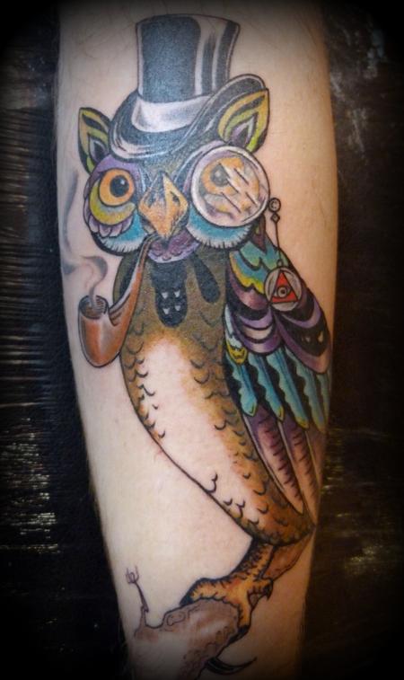 Tattoos - Owl and Monocle Tattoo - 63963
