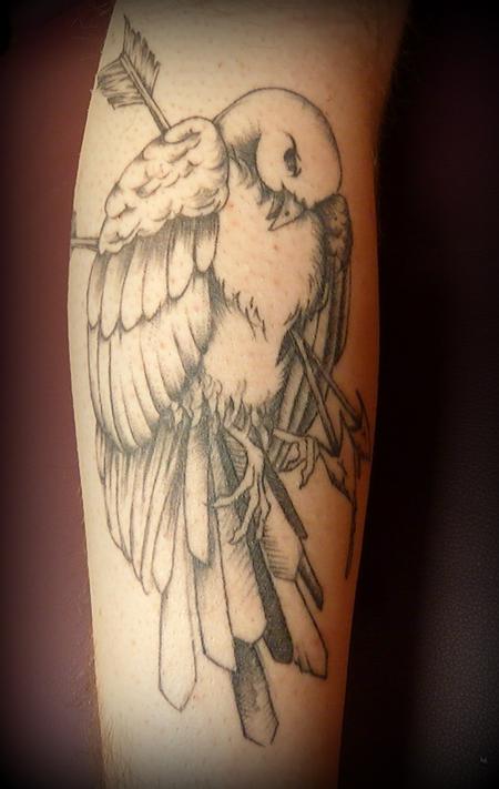 Tattoos - Black and Grey Dead Bird Tattoo - 63961